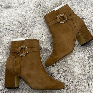 Suede Cognac Ankle Boots